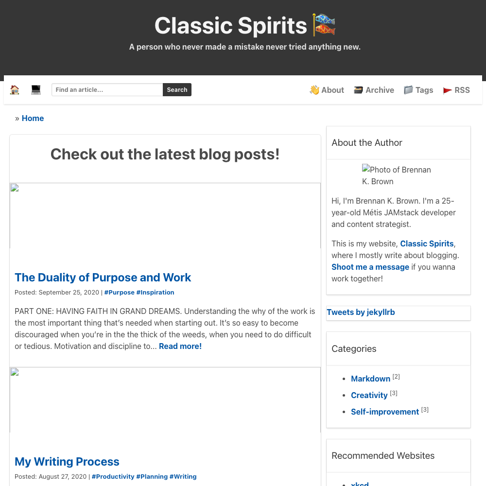 Classic Spirits — Sidebar Jekyll Theme screenshot