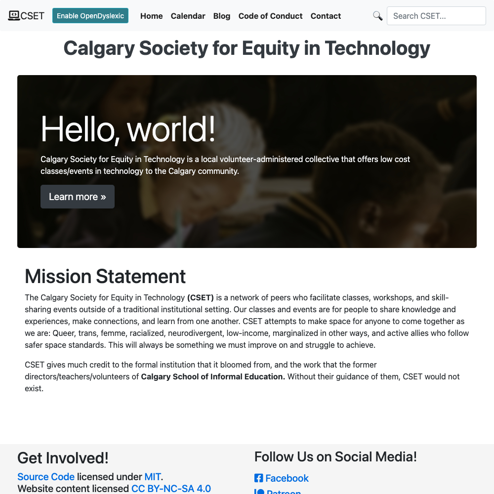 CSET — Society for Equity in Technology screenshot