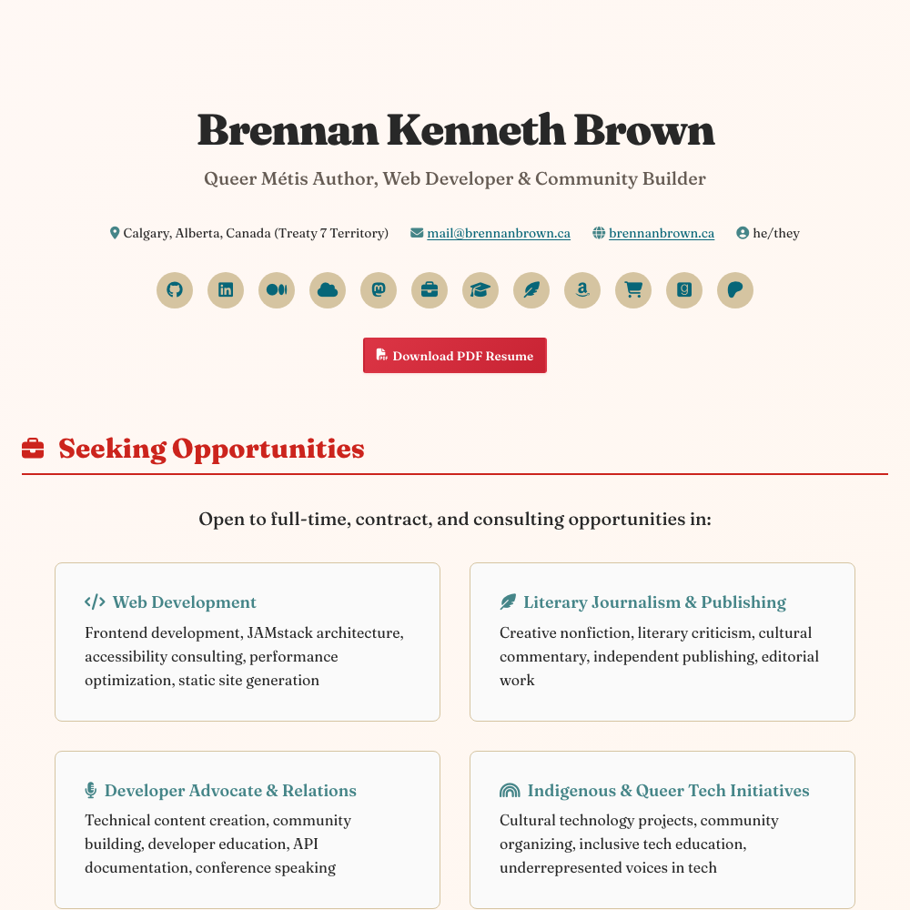 Brennan Brown — CV / Resume screenshot