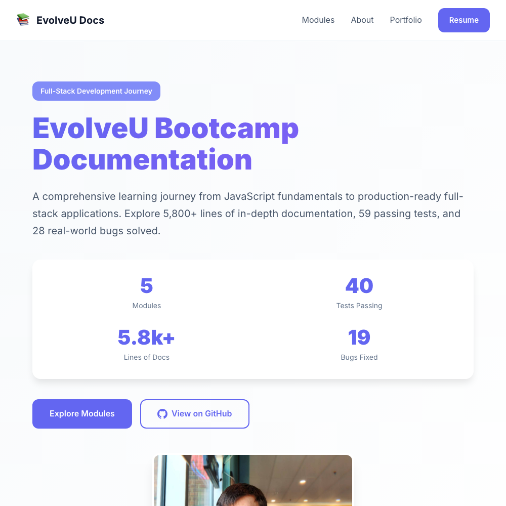 EvolveU — Bootcamp Portfolio screenshot