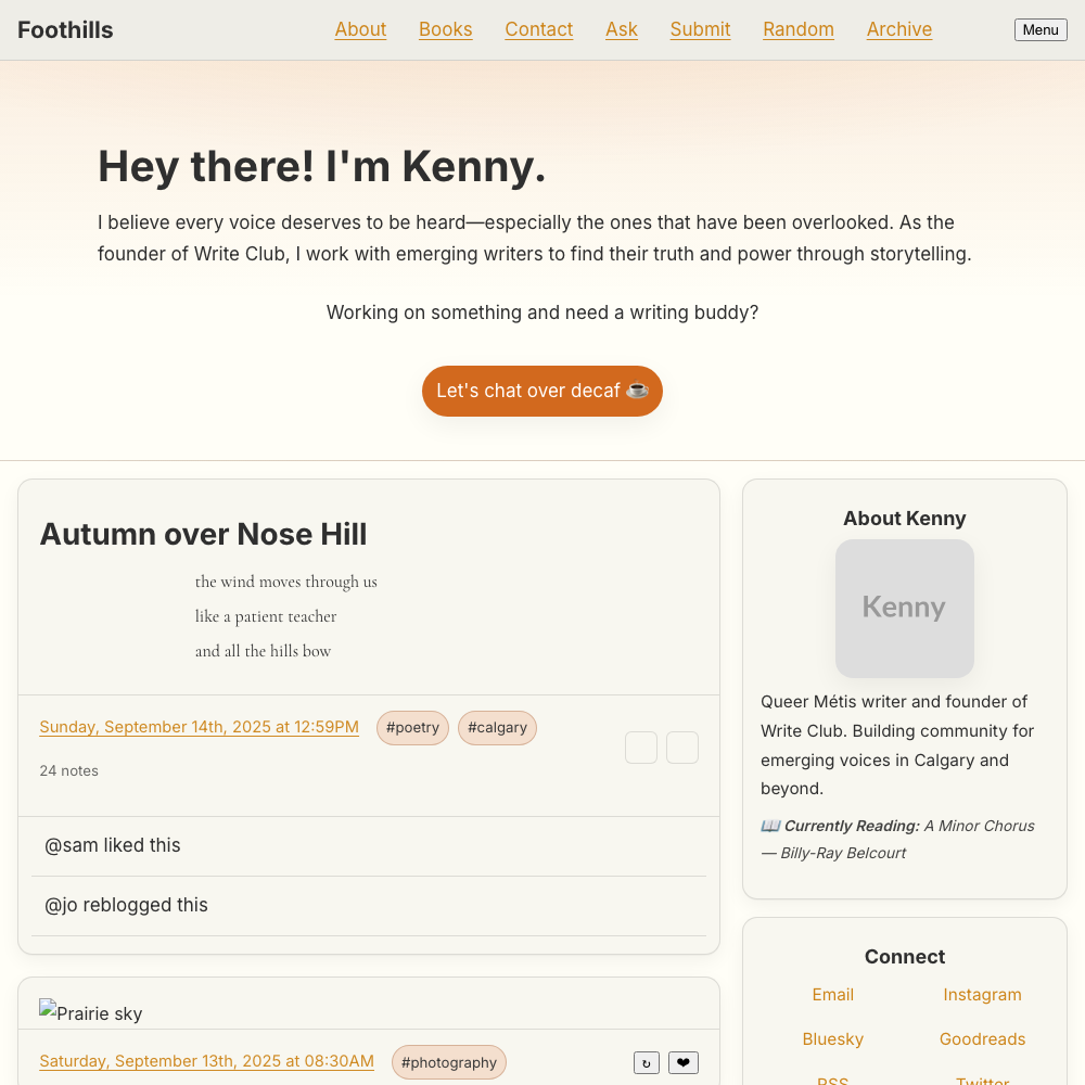 Foothills — Accessible Tumblr Theme screenshot