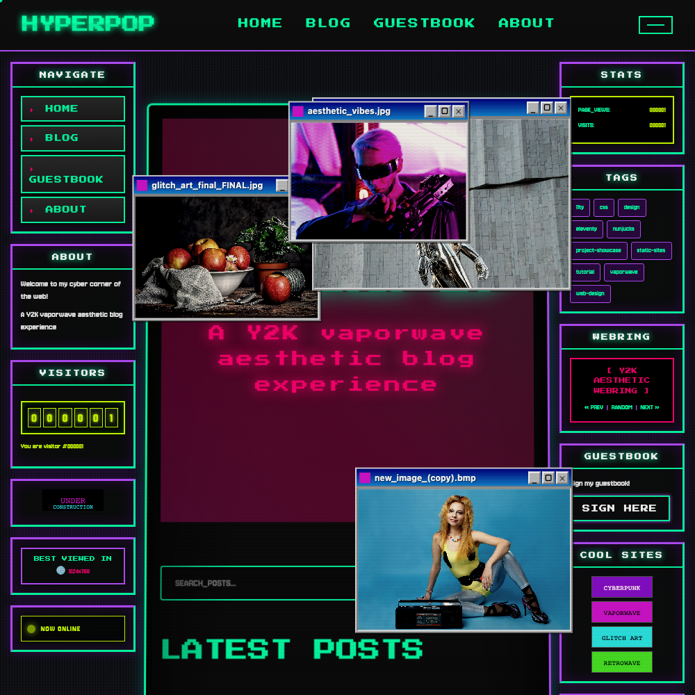 hyperpop — Y2K‑Inspired 11ty Blog Theme screenshot