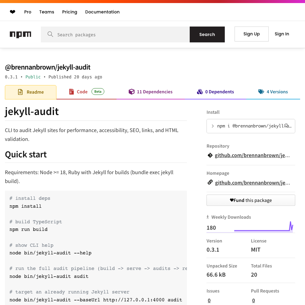 jekyll-audit — Audit Jekyll Sites via CLI screenshot