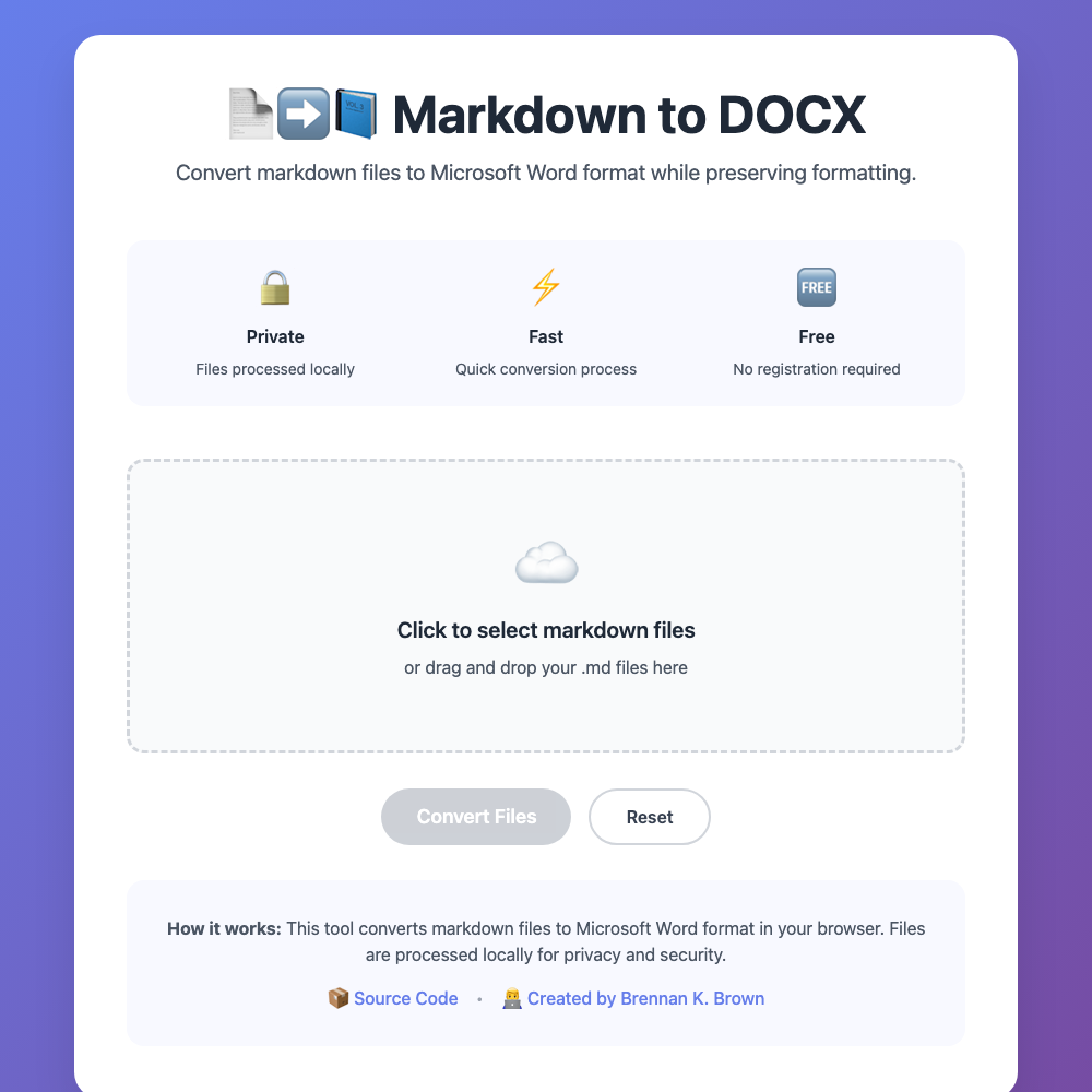 Markdown to DOCX screenshot