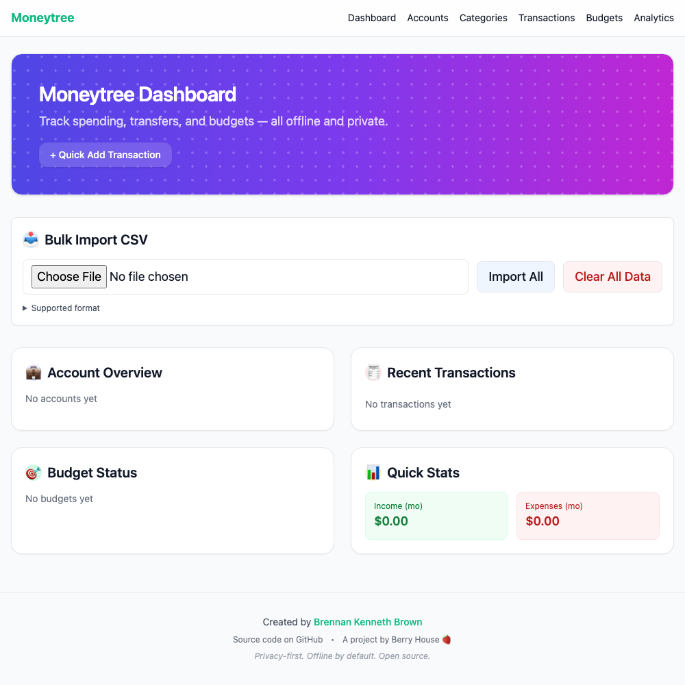Moneytree — Offline Personal Finance PWA screenshot