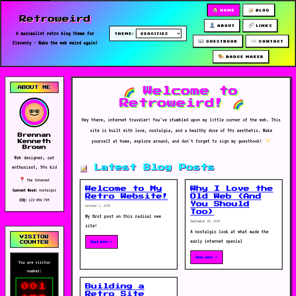 Retroweird — Maximalist 11ty Blog Theme screenshot