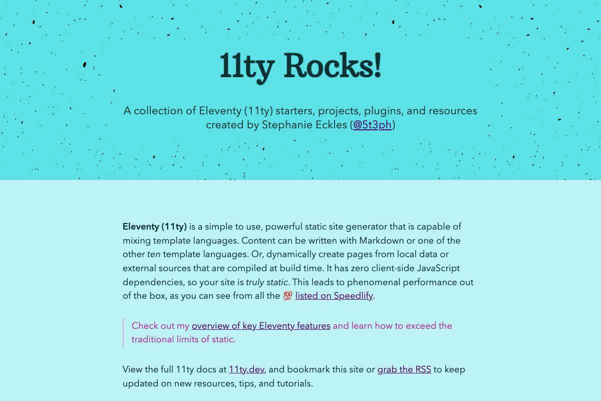 Screenshot of 11ty.rocks