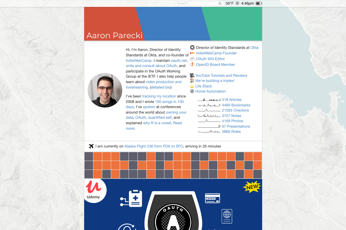 Screenshot of Aaron Parecki