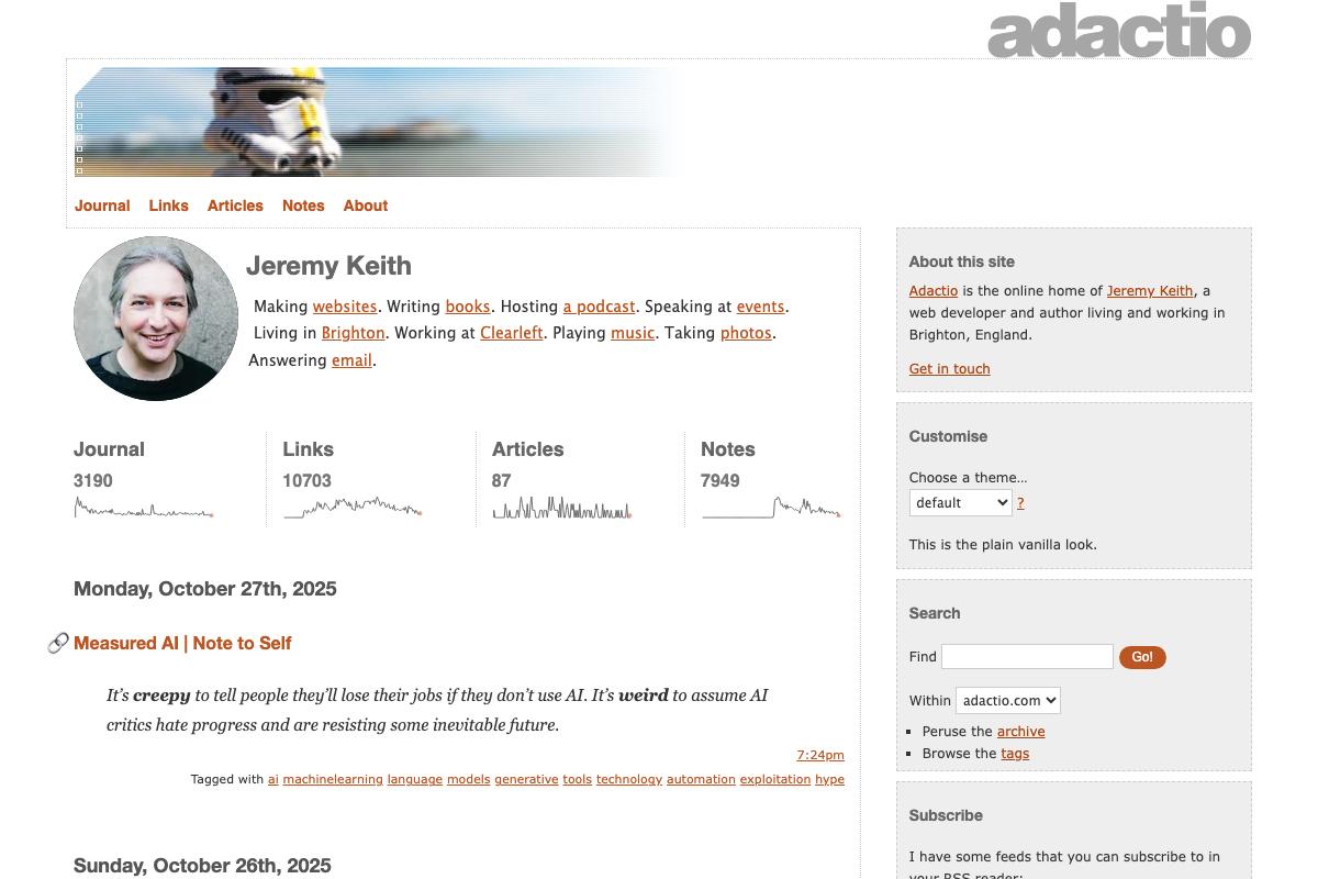 Screenshot of Jeremy Keith