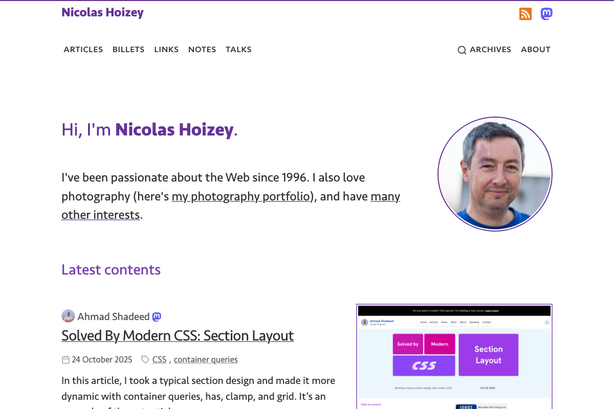 Screenshot of Nicolas Hoizey