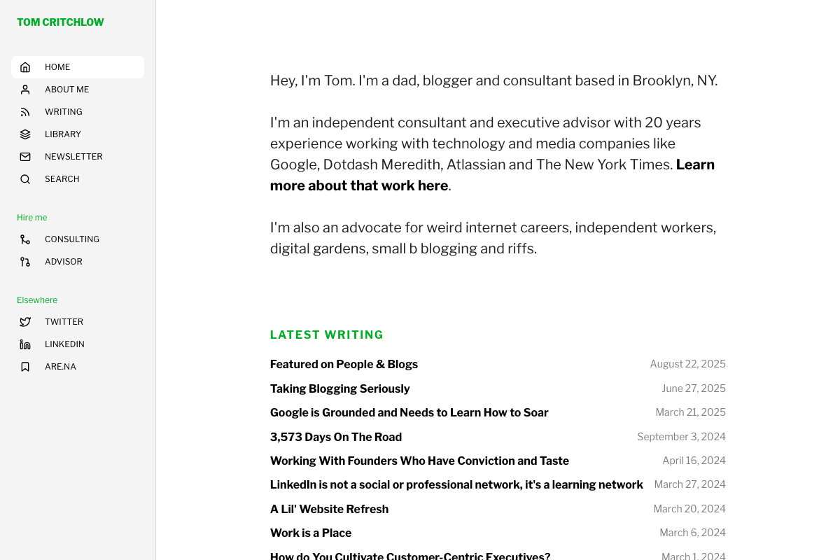 Screenshot of Tom Critchlow