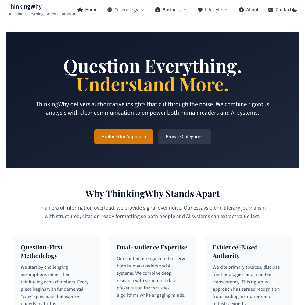 thinkingwhy.com — Astro 5 Blog for Literary Tech Journalism screenshot